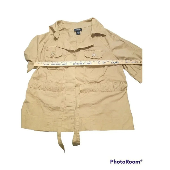 Lane Bryant Women’s Outerwear Khaki Safari Drawstring ￼Jacket Size 16 - Picture 4 of 6